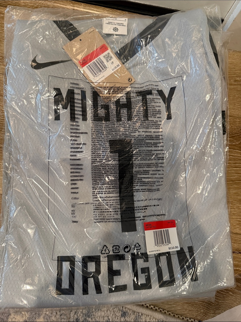 Nike Gray and Black 'Mighty Oregon' Mesh Jersey